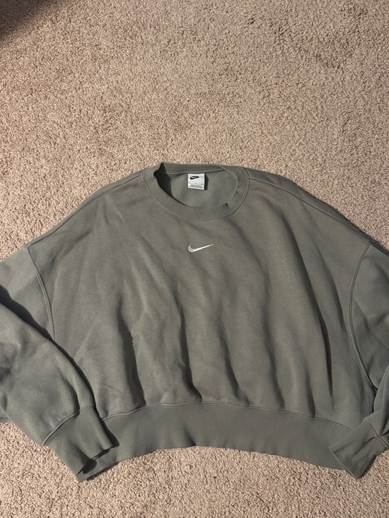 Nike Tops - Nike Sportswear Phoenix Fleece Oversized Cropped Crewneck olive green S